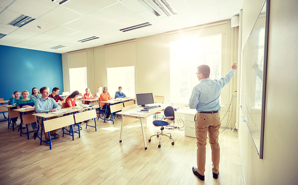 Classroom listening to an instructor.